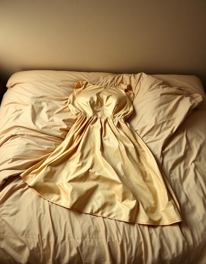 Lin naturel — Robe satin beige - avant