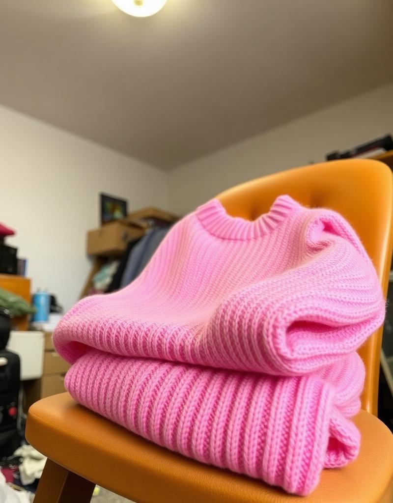Papier crème — Pull en maille rose - avant